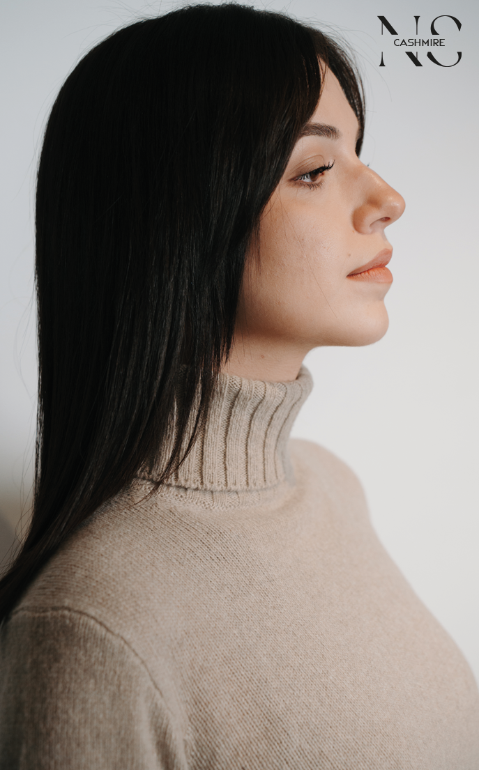 Maglione dolcevita girocollo 100% cashmere