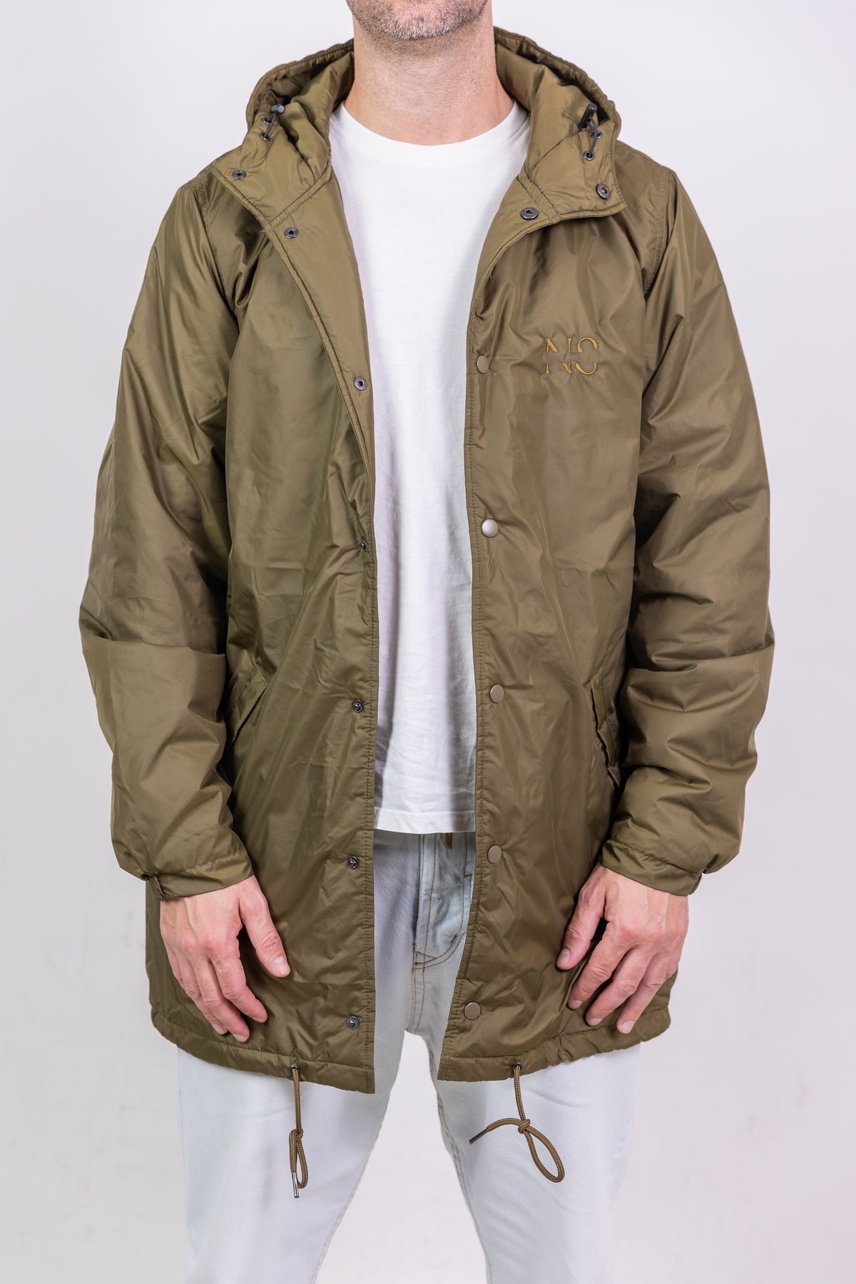 Parka imbottito con cappuccio Khaki